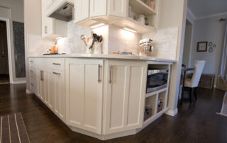 Corner cabinet, open shelves for display