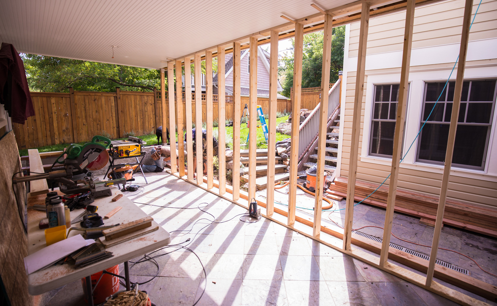 General Contracting. Former open porch being reframed for new enclosed breakfast room