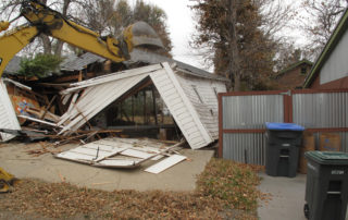 The old garage on Lafayette is demolished to make way for the ADU.